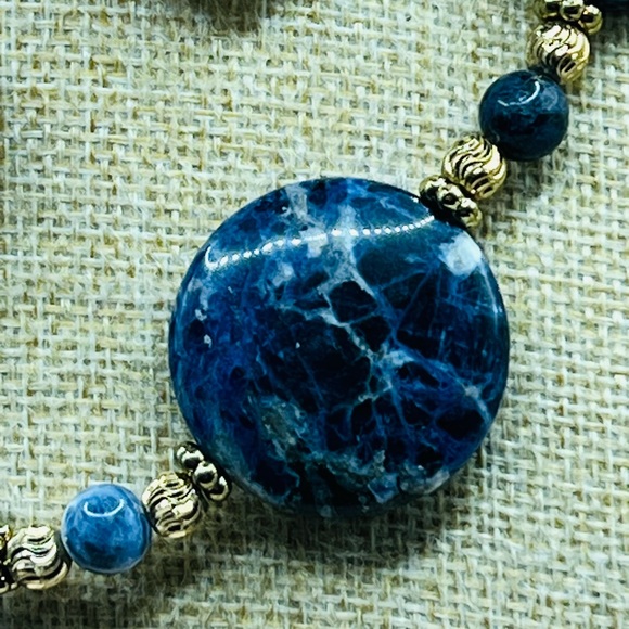 Stauer Necklace & Earring Set In Beautiful Blue Sodalite & Gilt - Picture 2 of 8